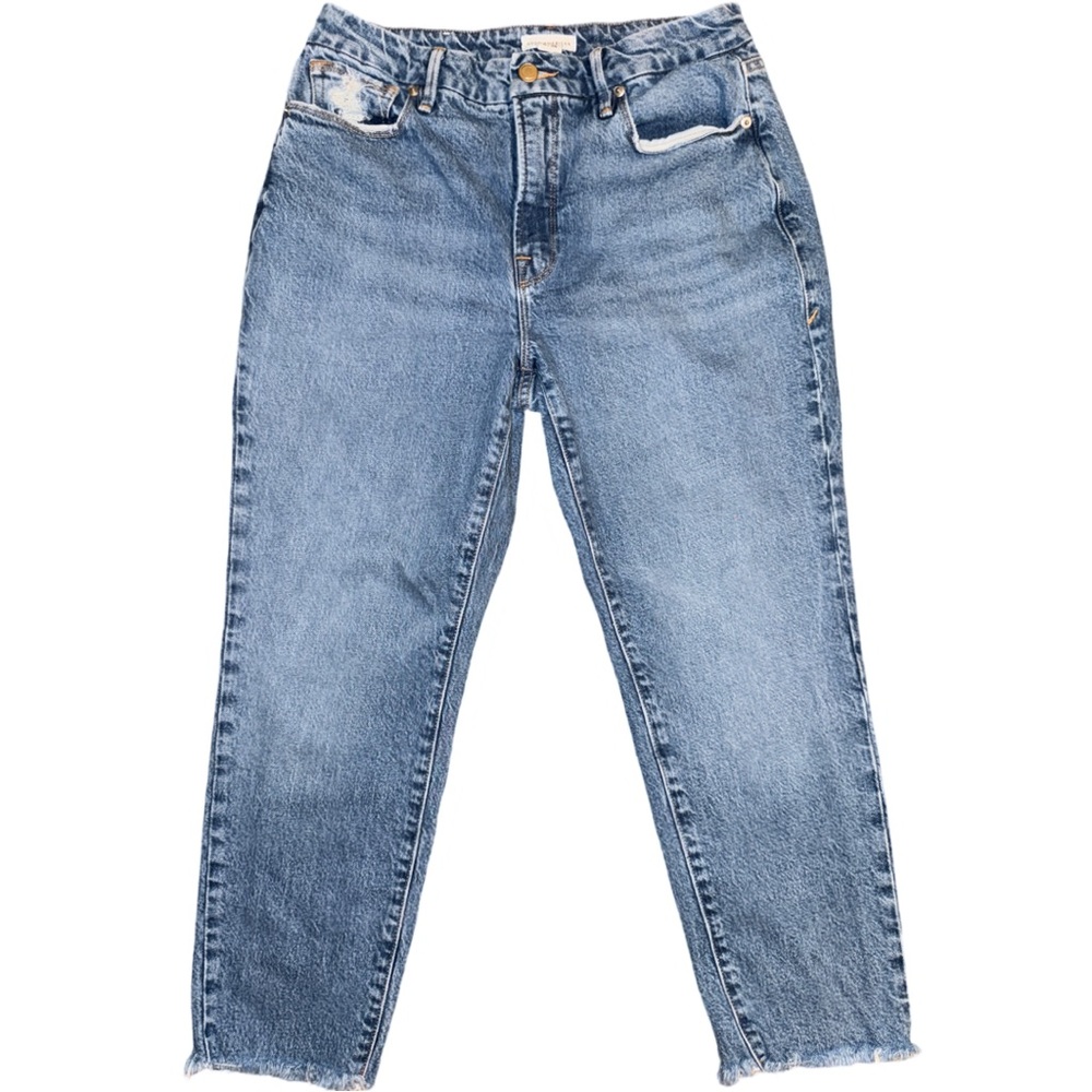 Good American Raw Hem Jeans Cropped Medium Wash Blue Denim  Size 6